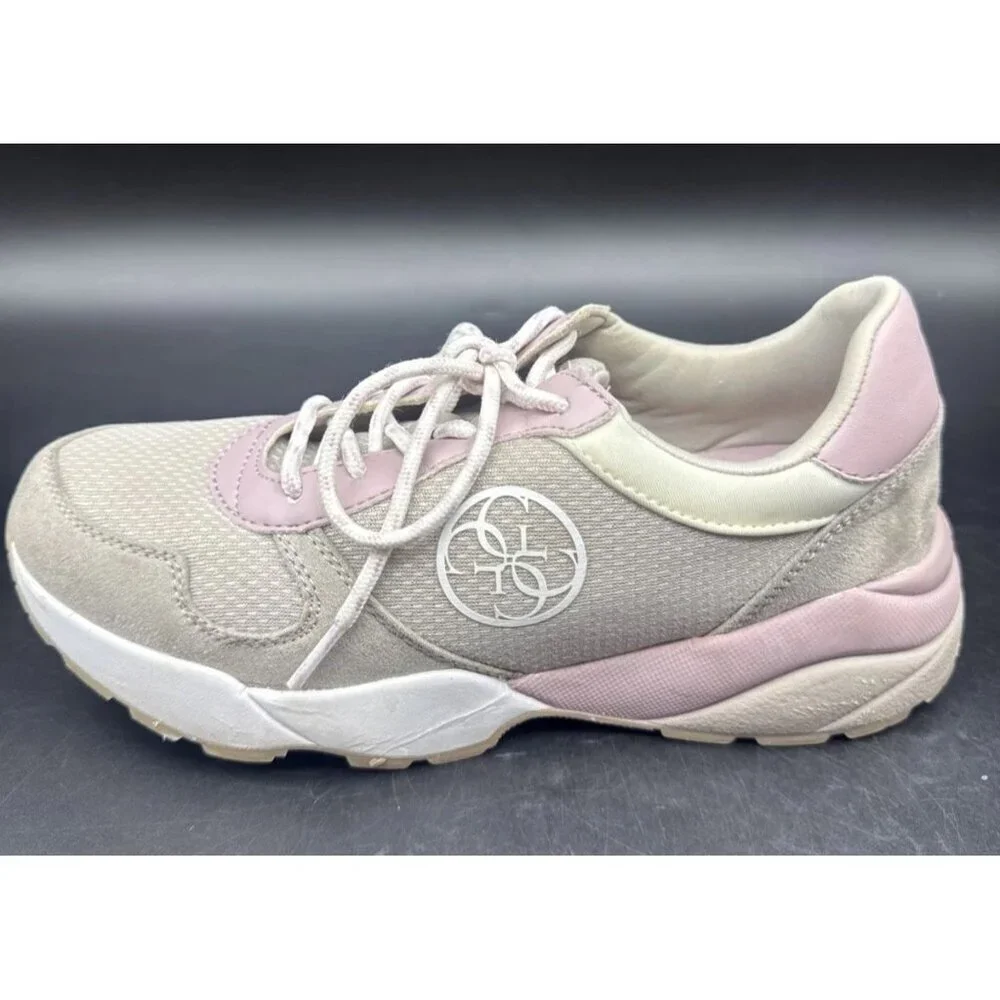 GUESS Women's SPEED6 Gray Purple Faux Leather‎ Lace Up Athletic Sneaker Shoe 8